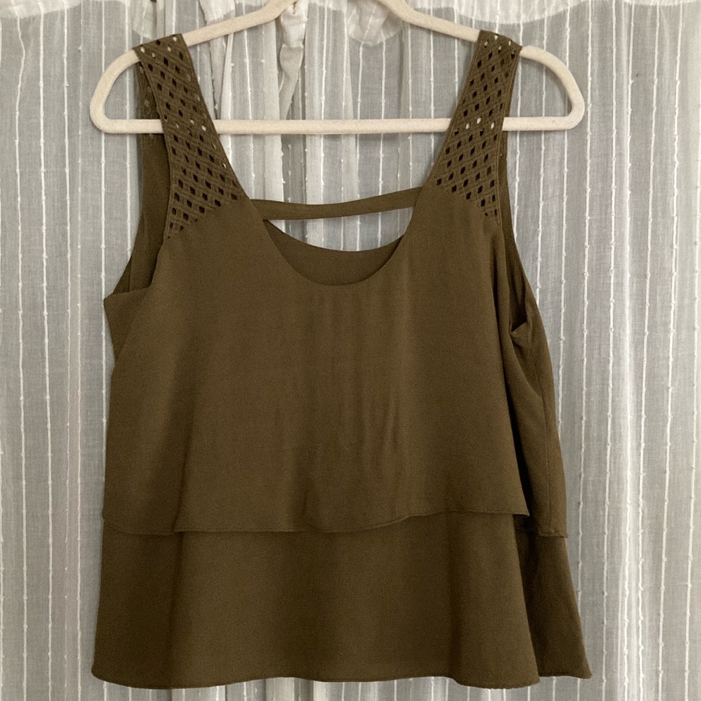 Anthropologie Olive Green Layered Tank Top - Picture 5 of 7